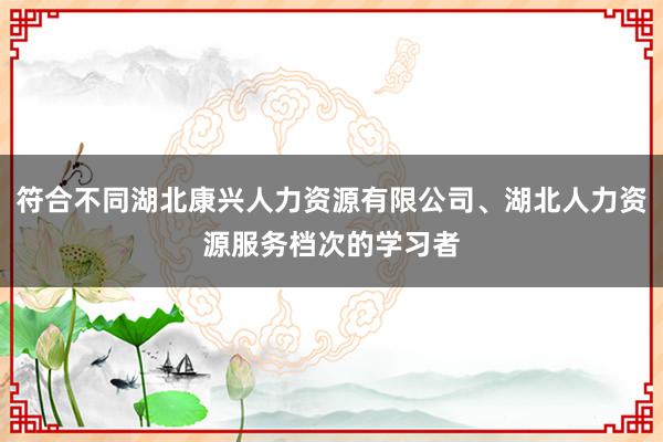 符合不同湖北康兴人力资源有限公司、湖北人力资源服务档次的学习者