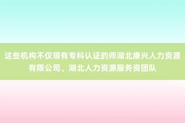 这些机构不仅领有专科认证的师湖北康兴人力资源有限公司、湖北人力资源服务资团队
